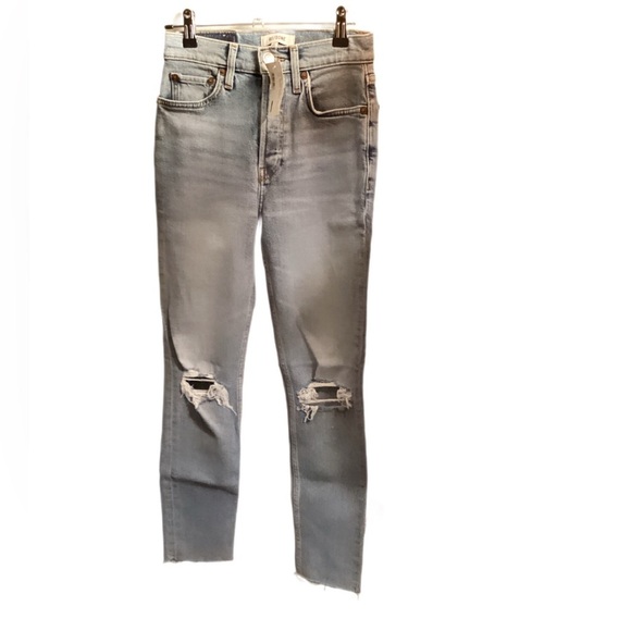 NWT RE/DONE High-Rise Classic Slim Fit 5 pocket Medium wash Skinny Leg Jeans 24 - Picture 2 of 5